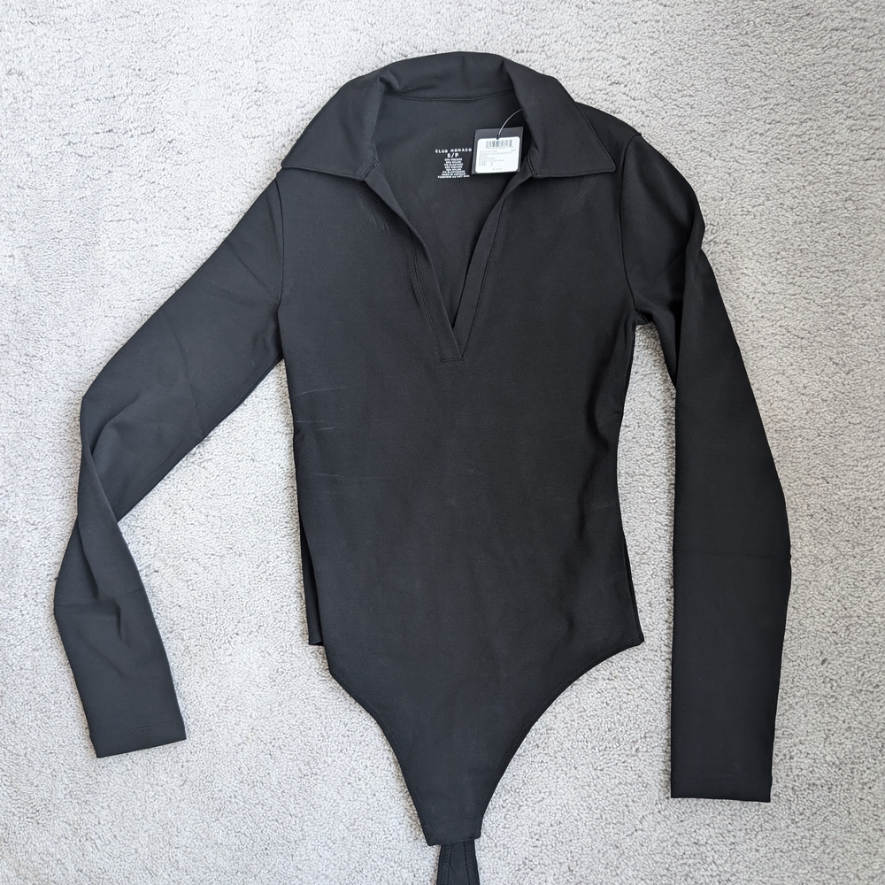 Club Monaco Black Long Sleeve Bodysuit